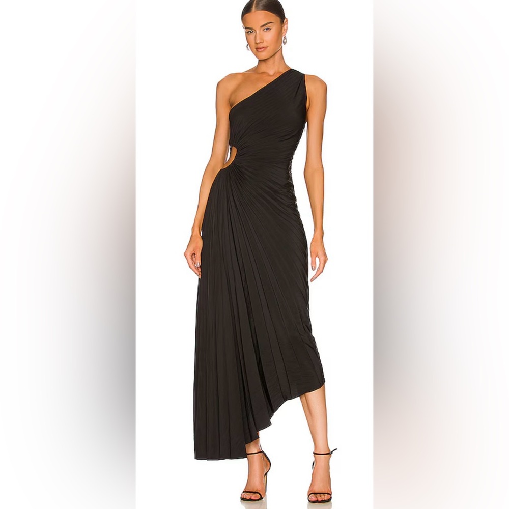 A.L.C. Delfina Satin Pleated One-Shoulder Gown - SIZE 0